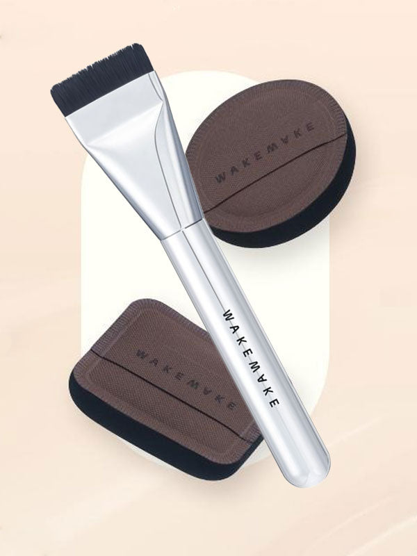 WAKEMAKE Spatula Wide Foundation Brush Puff Duo Set-0